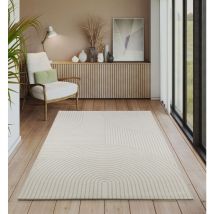The Carpet - Everest - moderner Kurzflor Teppich Wohnzimmer Schlafzimmer mit Hoch-Tief-Effekt, 3D Effekt, hohe Flordichte und angenehm weich, Creme,