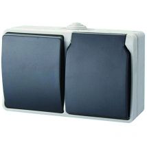 Everflourish - Aufputz Schutzkontaktsteckdose mit Deckel und Wechselschalter für Außenbereich