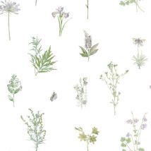 Evergreen - Papier peint Herbs and Flowers blanc Noordwand