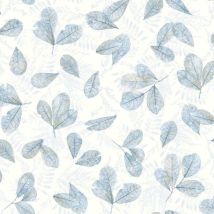 Evergreen - Papier peint Leaves blanc et bleu Noordwand