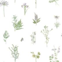 Evergreen - Galerie Herbs and Flowers Wallpaper Botanical Paste The Wall Vinyl