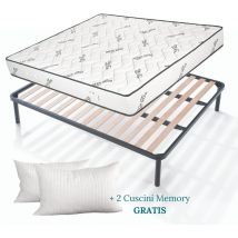 Evergreenweb - Kit Rete e Materasso Matrimoniale 140x195 aloe vera Alto 20 cm con coppia cuscini Memory Foam gratis Set Letto Materasso Effetto