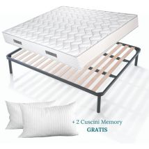 Evergreenweb - Kit Rete e Materasso Singolo 80x190 Alto 20 cm + Cuscino Memory Foam gratis, Set Letto Materasso Effetto massaggiante e Rete Singola a