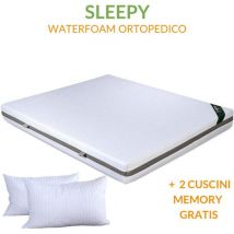 EVERGREENWEB - Materasso Matrimoniale 150x200 Alto 20 cm con COPPIA CUSCINI Memory Foam INCLUSI Lastra in Poliuretano Ortopedico Rivestimento