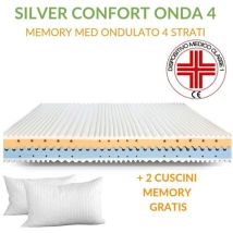 Evergreenweb - Materasso Matrimoniale 165x195 alto 25 cm memory foam Ortopedico dispositivo medico Lastra a Onda 4D Massaggiante 7 Zone Fodera silver