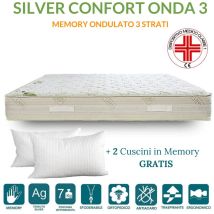 Evergreenweb - Materasso Matrimoniale 170x200 alto 20 cm memory foam Ortopedico dispositivo medico Lastra a Onda 3D Massaggiante 7 Zone Fodera silver