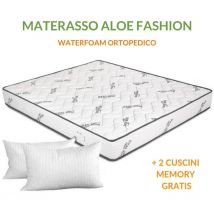 Evergreenweb - Materasso Matrimoniale 180x190 in Waterfoam Ortopedico Alto 20 cm + 2 Cuscini Memory Foam Gratis, Rivestimento Oli Essenziali Aloe