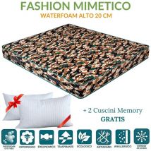 Evergreenweb - Materasso Singolo 80x190 in Waterfoam Alto 20 cm con cuscino Memory Foam ortopedico Rivestimento effetto massagiante tessuto Antiacaro