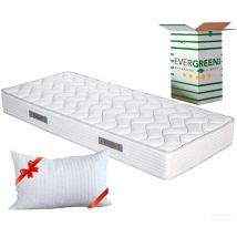 EVERGREENWEB - Materasso una Piazza e Mezzo 120x200 in Waterfoam alto 20 cm con CUSCINO Memory Foam ORTOPEDICO, Rivestimento Bianco effetto