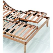Evergreenweb Materassi&beds - evergreenweb - Rete Matrimoniale Elettrica 140x195 a Doghe in Legno ortopedica Motorizzata con 2 Alzate Separate Base