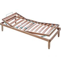 Evergreenweb Rete Piazza e mezzo 120x200 cm a Doghe in Legno Naturale Faggio Alzata Manuale alza Testa e Piedi Pieghevole Ortopedica Base Letto o