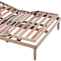 Evergreenweb - Rete Singola Elettrica 85x195 a Doghe in Legno Naturale ortopedica Alzata Motorizzata Base Letto o Materasso Rinforzata 4 zone