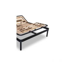 Evergreenweb - Rete Singola elettrica 85x195 a Doghe in Legno taglie forti xxl alzata motorizzata Rinforzata con Doppia Struttura in Ferro + 4 Gambe