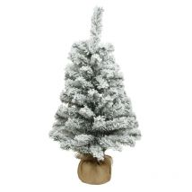 Everlands - Artificial Mini Snowy Christmas Festive Tree Green In Jute Bag - 60cm
