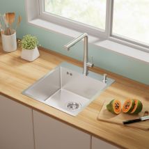Auralum - vier 1 Bac 44x49x20CM en Acier Inox Évier Cuisine Argent avec Distributeur de savon et Système de Drainage, pour Table de 45 cm ou plus