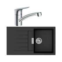 Hansgrohe - Evier 1 bac 840 S52 synthèse noir + robinet de cuisine Logis M31 120 chromé
