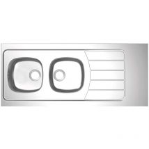 Moderna - Lavello con 2 vasche e 1 sgocciolatoio in acciaio inox 18/10 140 x 60 mm