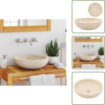 Vidaxl - vier 40 x 12 cm Marbre Crème - Lavabo En Marbre - Lavabo Design - Lavabo Salle De Bain - Lavabo Contemporain - Évier Crédence