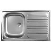 Samet - Evier simple Inxo en inox satiné avec égouttoir droit 79x50 cm Classic 273