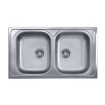 Évier double bac SAMET – 86 x 50 cm – Encastrement facile – Surface brossée