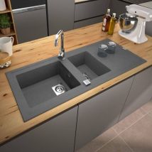 Carea - Évier à encastrer arcos 2 bacs Gris béton