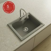 Poalgi - Evier à encastrer city 320 - Granit - Gris Ash - 62 cm - 1 bac
