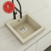 Poalgi - Evier à encastrer kobus 811, Granit, Beige Pumice, 47 cm, 1 bac