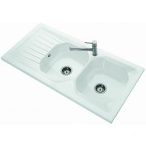 Evier 2 bacs windsor plus (120 x 60 cm) - Evier windsor Plus - 2 bacs - Dimensions évier : 120x 60 cm - En céramique - Blanc - Avec égouttoir