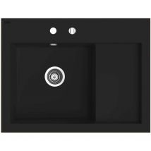 Kümbad - Evier à poser en Granit noir bolto 1 bac - égouttoir droite