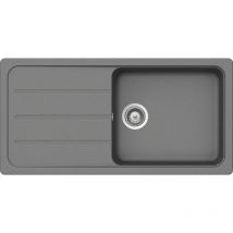 JS - Evier berlin - 1 grand bac et 1 égouttoir - Décor : Gris alu métallisé - schock