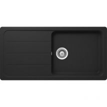 JS - Evier berlin - 1 grand bac et 1 égouttoir - Décor : Noir métallisé - schock