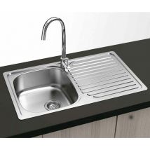 Gresinex - Evier carré encastrable Viena 80x44 - 1 cuve et égouttoir - Inox