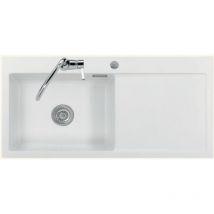 Systemceram - Evier céramique blanc mat cleya 1 grand bac 100x51 - égouttoir droite