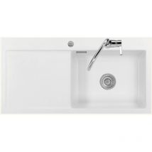 Systemceram - Evier céramique blanc mat cleya 1 grand bac 100x51 - égouttoir gauche