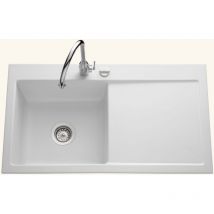 Systemceram - Evier céramique blanc mat cleya 1 grand bac - égouttoir droite