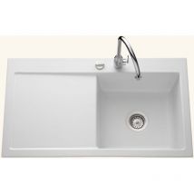 Systemceram - Evier céramique blanc mat cleya 1 grand bac - égouttoir gauche