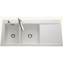 Systemceram - Evier céramique blanc mat cleya 2 bacs - égouttoir droite