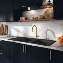 EWI - Evier céramique noir mat aglae 2 bacs 1 égouttoir