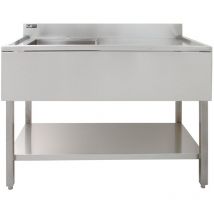 Evier Commercial en Inox à 1 Cuve Avec Egouttoir à Droite - 120 x 60 x 105 cm - Parfait pour Restaurant, Cantine, Plonge, Bar, Café, Cuisine