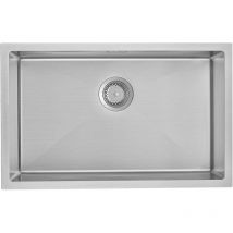 Auralum - vier Cuisine 70x44x19CM Évier 1 Bac en Acier Inox 304 Évier sous plan avec Trop Plein et Ensemble de Drainage, Pour meuble de 80cm, Brossé