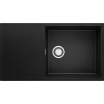 Primagran - Evier Cuisine en Granit 90 x 50 cm Lavabo 1 bac xl + Kit de Vidage, Évier à Encastrer de Noir
