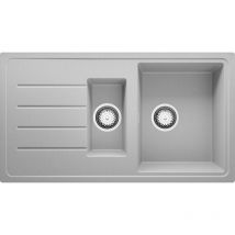 Primagran - Evier Cuisine en Granit 90 x 50 cm Lavabo 1,5 bac + Siphon Classique, Évier à Encastrer de Gris