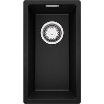 Primagran - Evier Cuisine 26 x 47 cm Evier en Granit 1 bac + Siphon Classique, Lavabo Cuisine de Noir Metallic