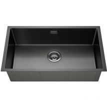 Lonheo - vier 1 Bac 74x44x20CM Évier Montage à Encastrer, à Fleur ou Sous-Plan Évier Cuisine Noir en Inox avec Trop-Plein et Système de Drainage