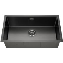 Vier 1 Bac 74 X 44 X 20 Cm Évier Montage À Encastrer, À Fleur Ou Sous-plan Évier Cuisine Anthracite En Inox Avec Trop-plein Et Système De Drainage - 