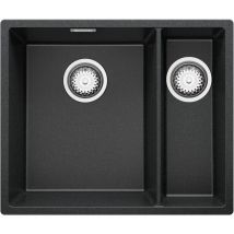 Primagran - Evier Cuisine 56 x 47 cm Evier en Granit 2 bacs + Siphon Classique, Lavabo Cuisine de Graphite