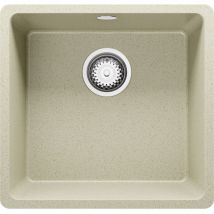 Primagran - vier Cusine en Granit 46x44 cm, Lavabo Cuisine 1 Bac + Kit de Vidage, Évier au meuble 50cm, Évier à Encastrer de Beige