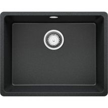 Primagran - vier Cusine en Granit 56x44 cm, Lavabo Cuisine 1 Bac + Kit de Vidage, Évier au meuble 60cm, Évier à Encastrer de Graphite