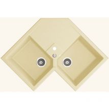 Kümbad - Evier d'angle granit beige voz 2 bacs