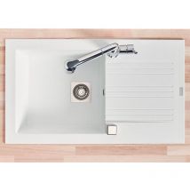 Pro Et Discount - Evier de cuisine à encaster 1 cuve bac en résine minérale Blanc 86 x 50 cm
